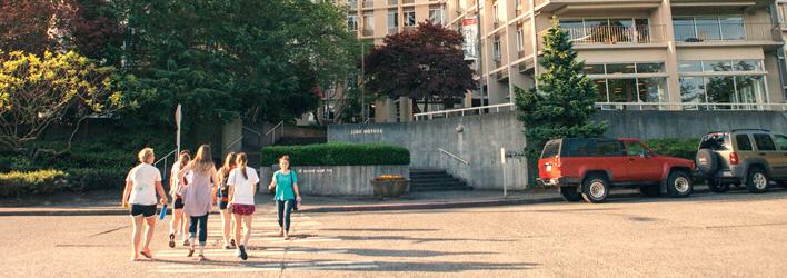 SPU Students Crossing The Street